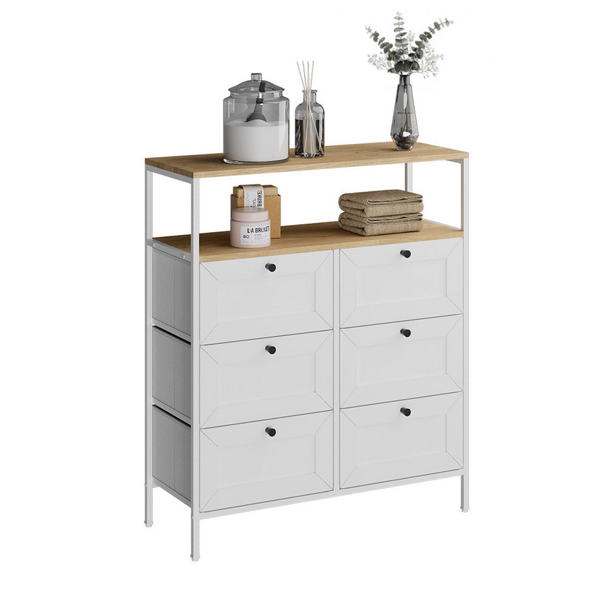 KOMMODE Belaro Weiß 80 x 95 cm 6 Schubladen - Weiß, Holzwerkstoff (80/95/30cm) - Vicco