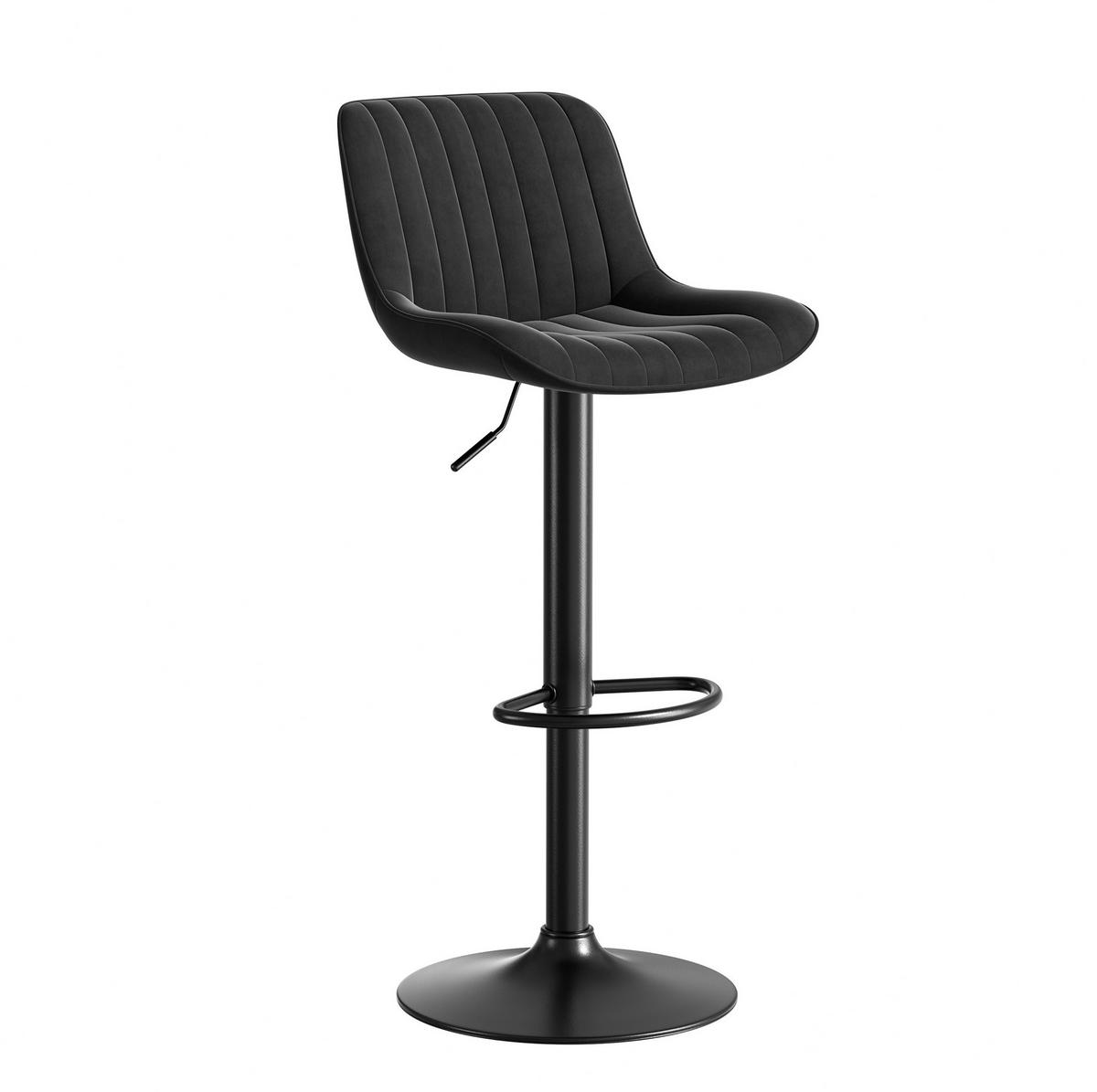 BARSTUHL drehbar höhenverstellbar 87-109 cm Samt Schwarz 2er-Set - Schwarz, Metall (46/86/47.1cm) - Meubliv