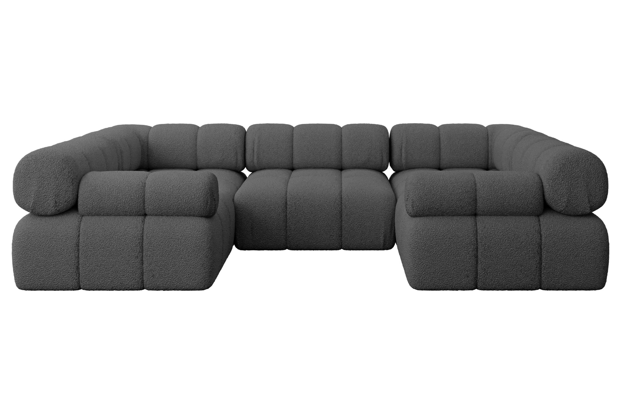WOHNLANDSCHAFT modulares Sofa Birno-U1 - 285x190x70 cm Grau Bouclé - Grau, Holzwerkstoff/Textil (285/70/190cm) - ALTDECOR