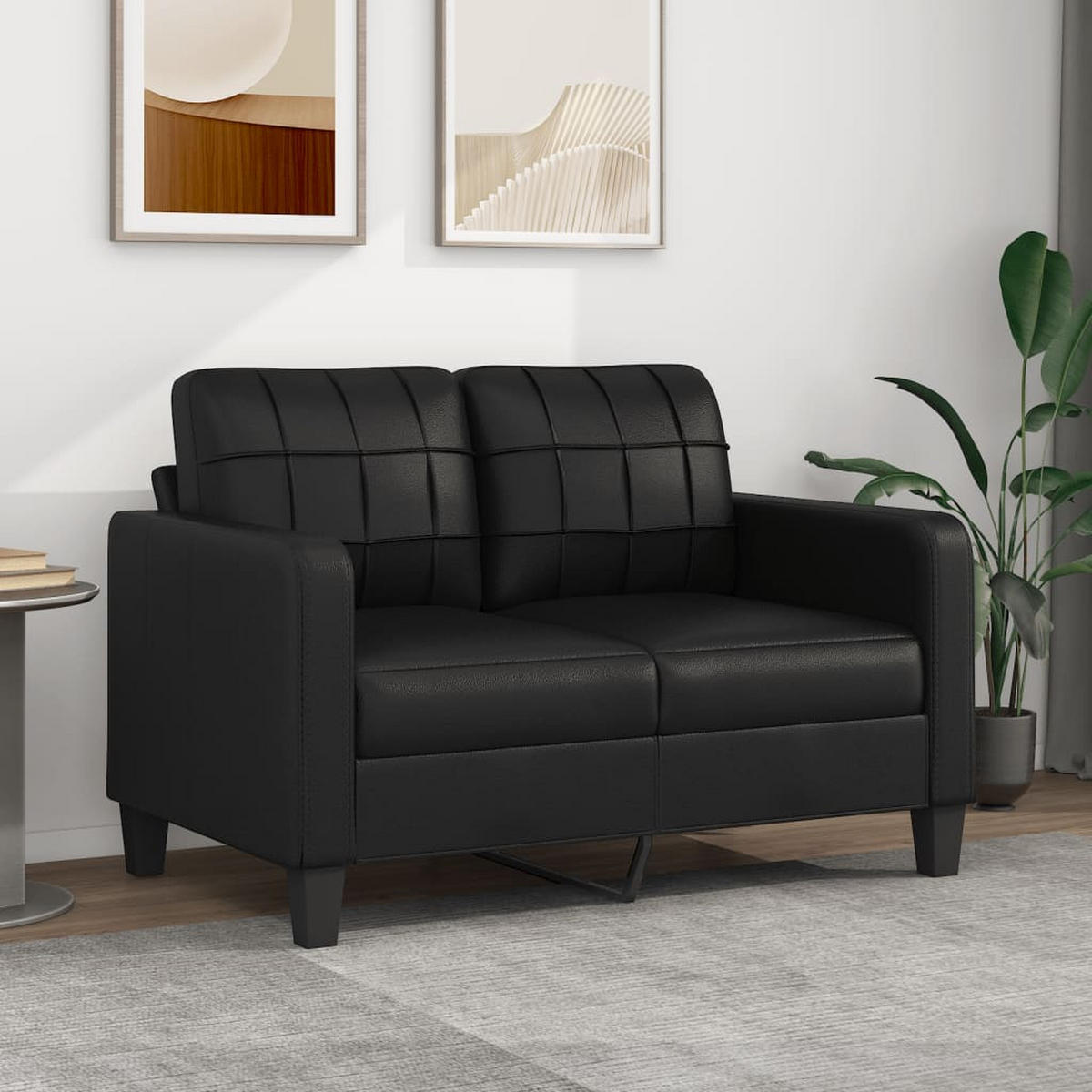 2-SITZER-SOFA Flöha - Schwarz, Leder (138/80/77cm) - Nettlife