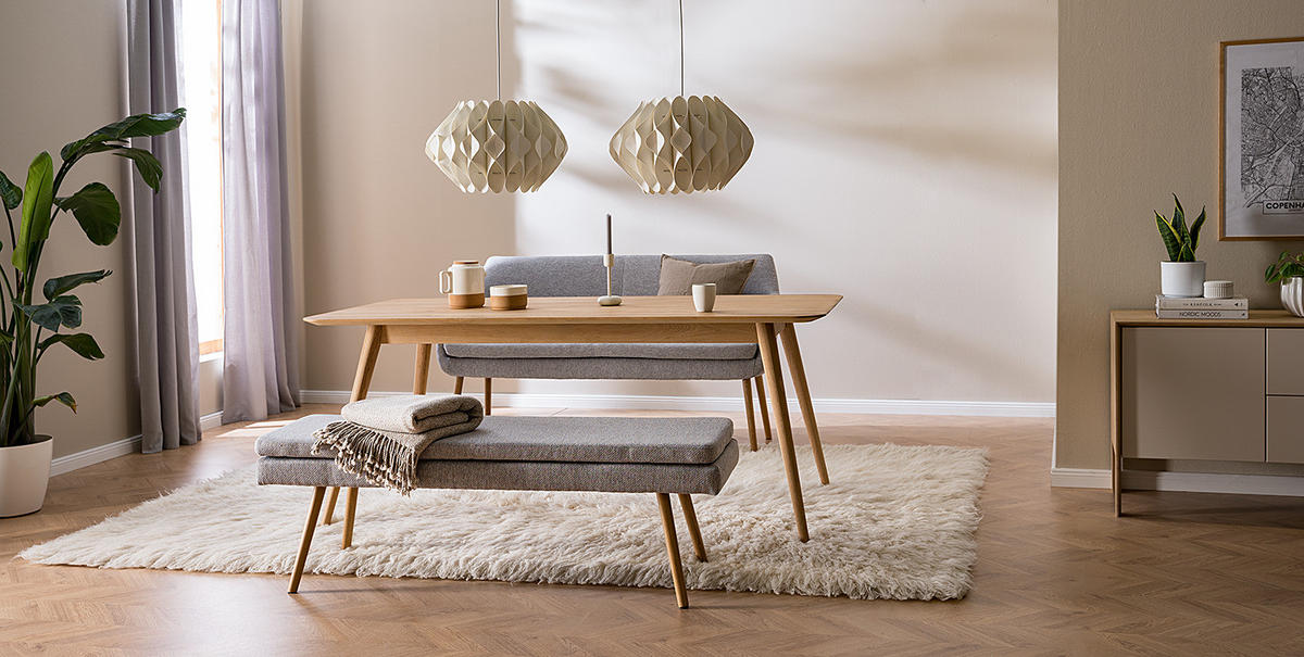 KÜCHENSOFA - Eichefarben/Hellgrau, Eichenholz/Holz (159/86/56cm) - home24