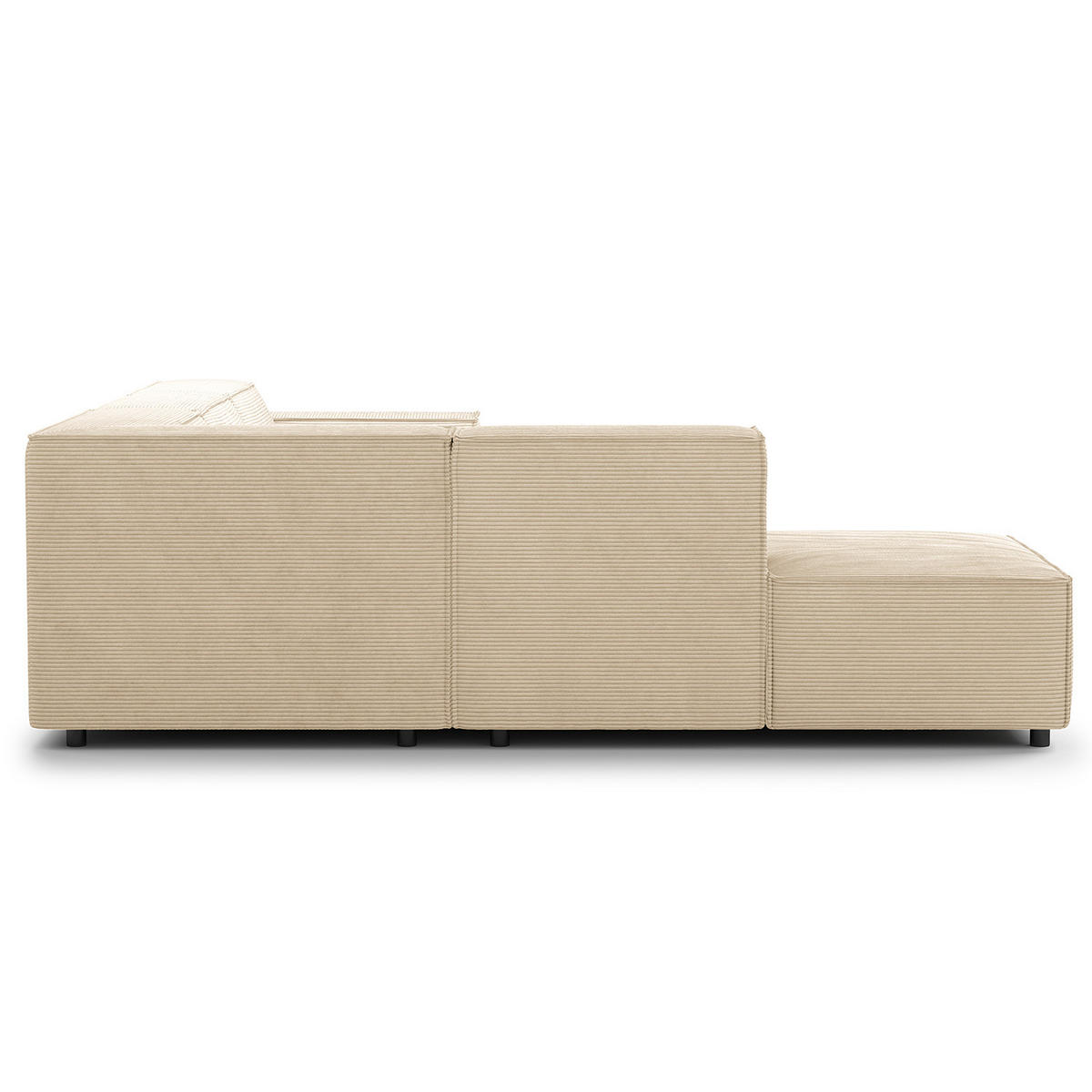 ECKSOFA mit Ottomane - Beige/Schwarz, Kunststoff/Textil (260/234cm) - home24