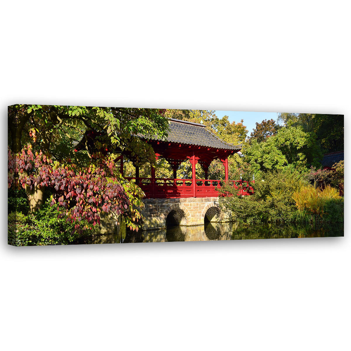 WANDBILD garten japan natur - Grün, Textil (90/30cm) - Feeby