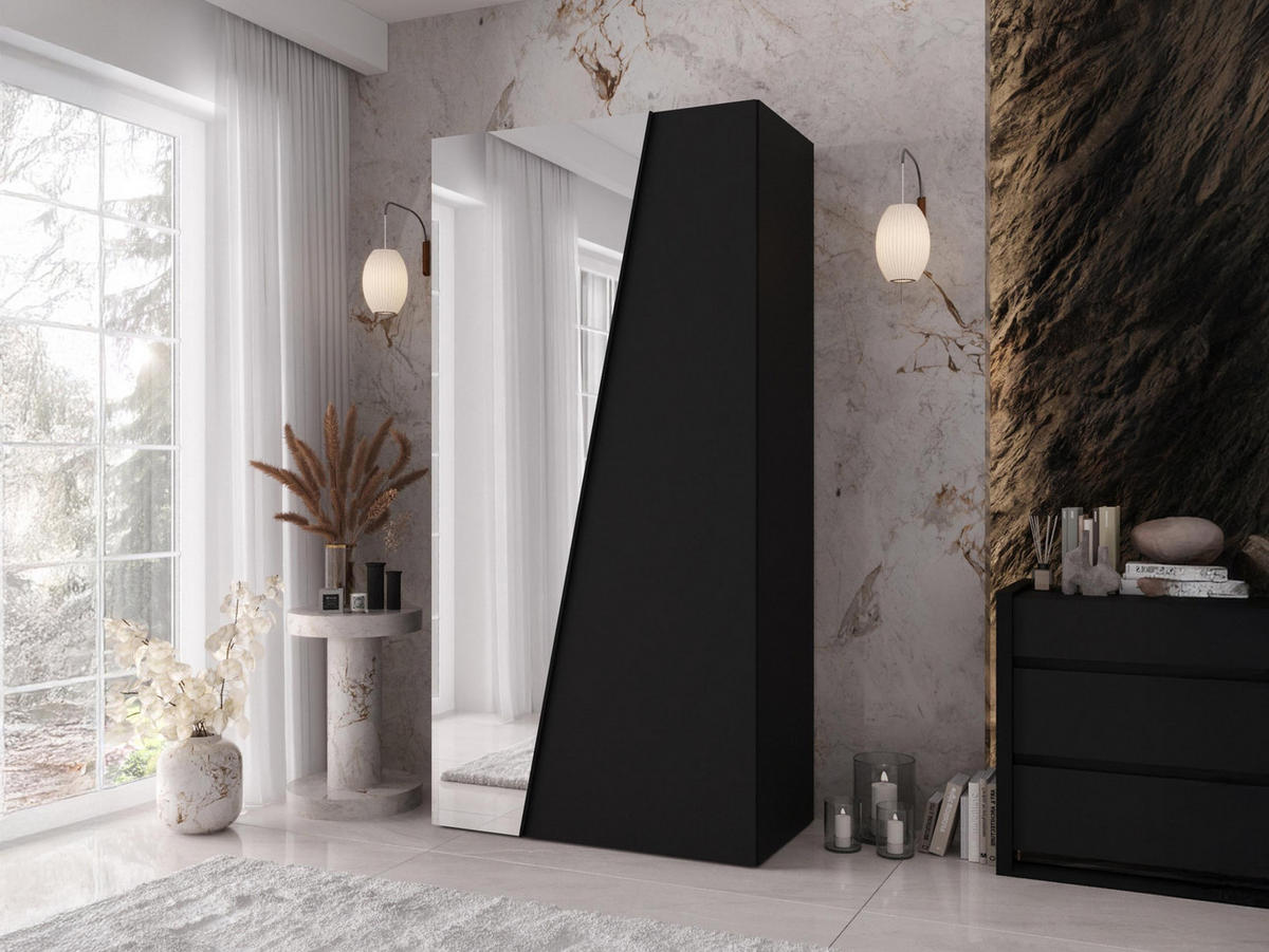 DREHTÜRENSCHRANK Zen 1L 100 cm - Schwarz, Holzwerkstoff/Kunststoff (100/202/50cm) - MIRJAN24
