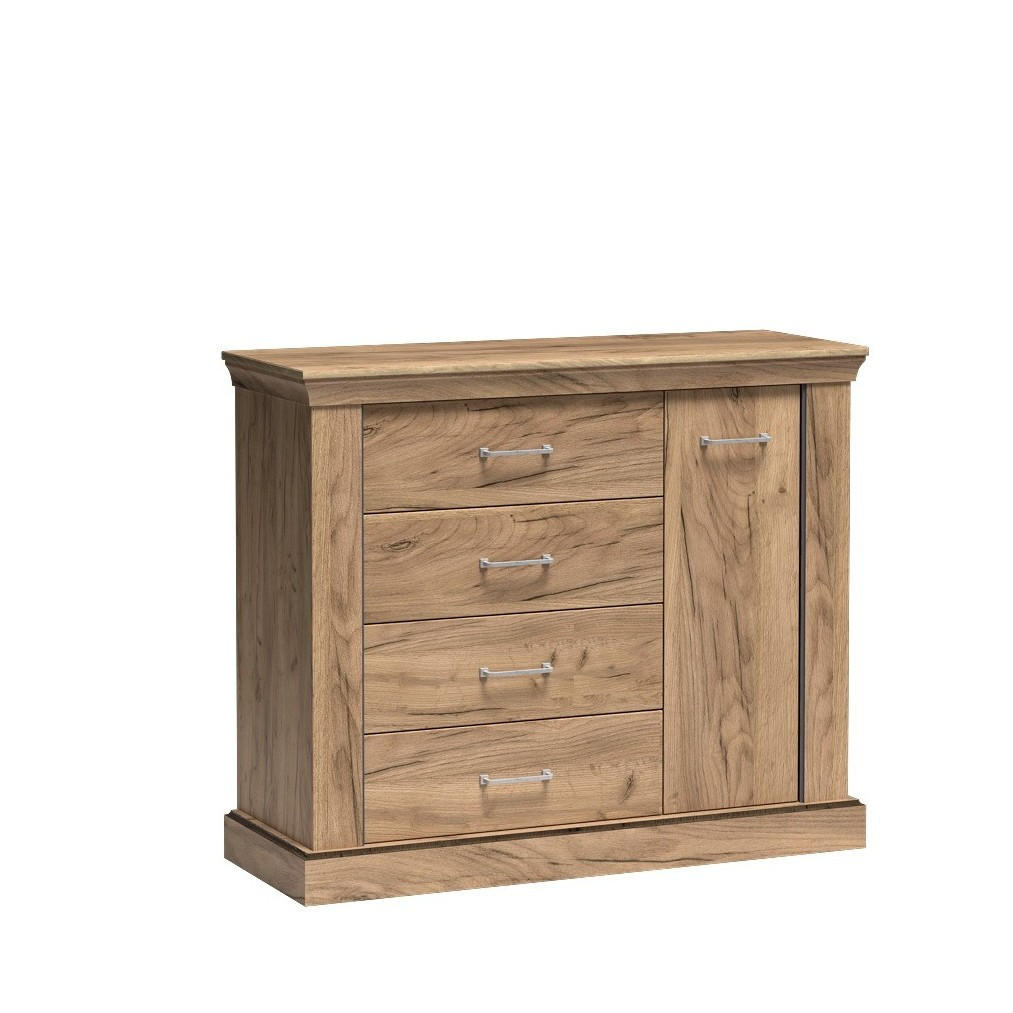 KOMMODE DESIO 114/95,5/42cm mit 4 Schubladen 1 Türen Eichefarben - Eichefarben, Holzwerkstoff (114/95.5/42cm) - MASSENO