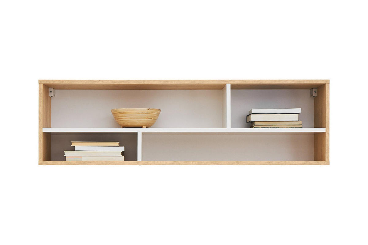 JUGENDZIMMER-SET POKO B 4-teilig in Biskuiteiche / Weiß Lux / Grau - Eichefarben/Weiß, Holzwerkstoff (250/190/55cm) - Deine Möbel 24