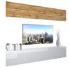 WOHNZIMMERWAND Schrankwand mit LED Eiche Wotan / Weiß - Eiche Wotan/Weiß, Holz (200/180/36cm) - B BELINI GROUP