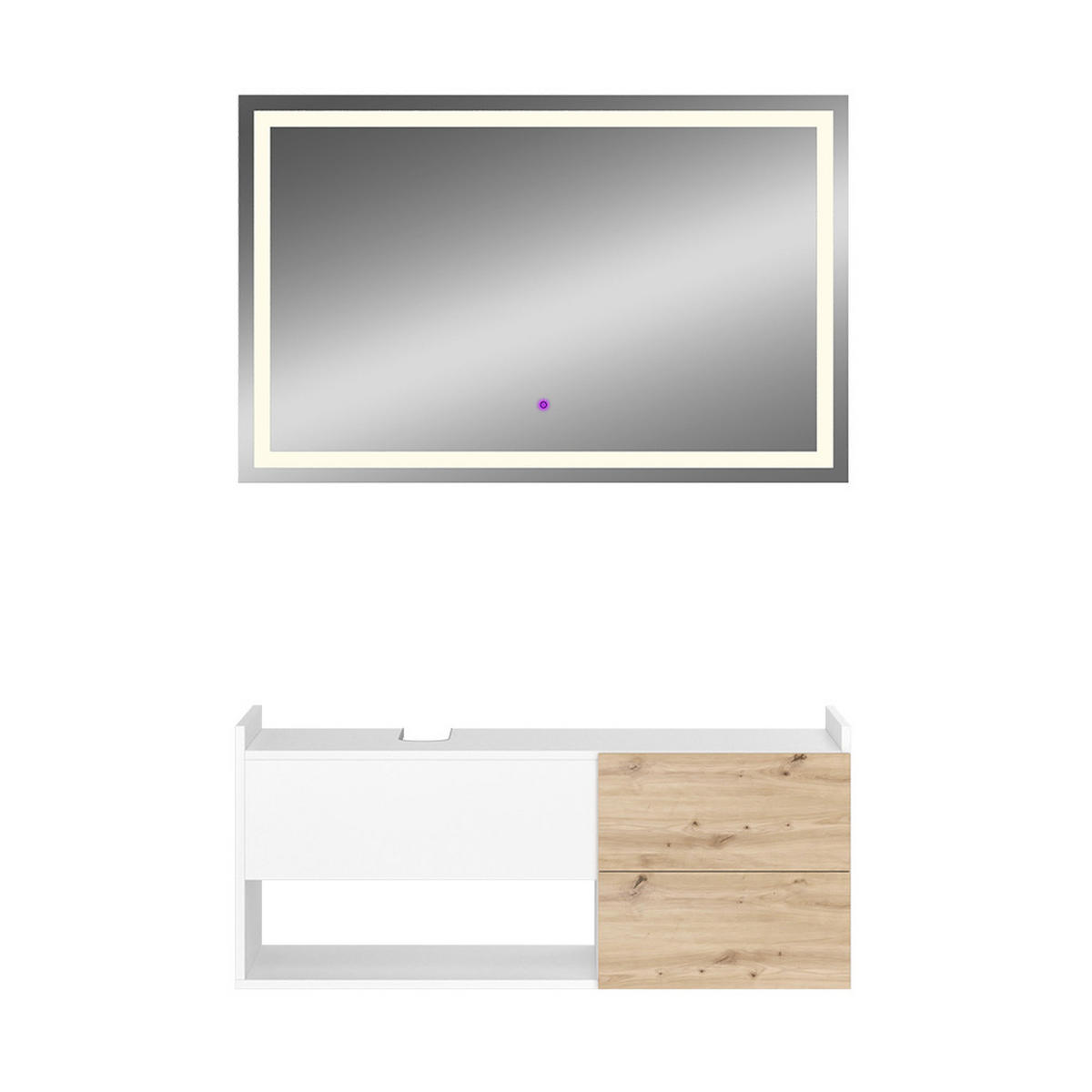 BADMÖBEL-SET Alf Weiß 2 Teile - Eichefarben/Weiß, Holzwerkstoff (105/45/43cm) - Vicco