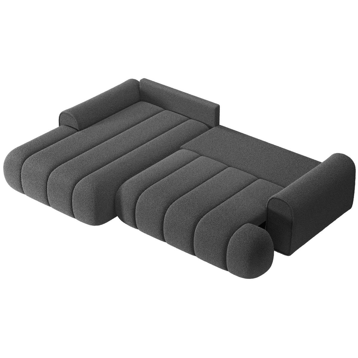 ECKSOFA Dandelino Grau mit Bouclé-Bezug, links - Schwarz/Grau, Kunststoff/Textil (271/172cm) - Selsey