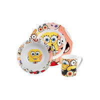 FRÜHSTÜCKSSET Spongebob Schwammkopf Mehrfarbig 3-teilig - Multicolor, Keramik (23.8/11.2/23.3cm)