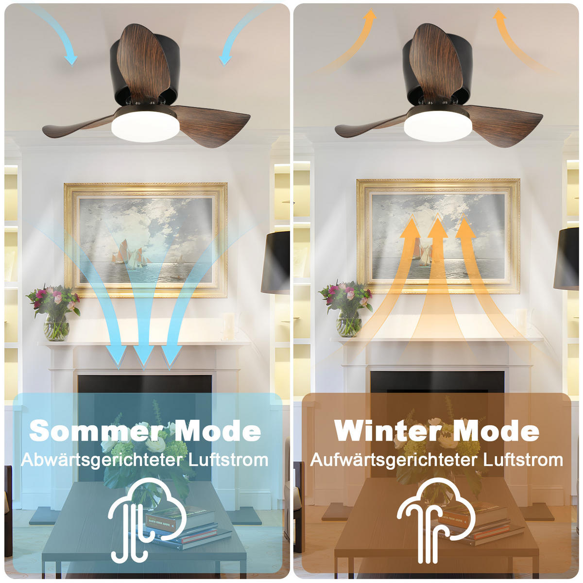 DECKENVENTILATOR Nythar 70/70/25 cm - Schwarz, Metall (70/70/25cm) - ZMH