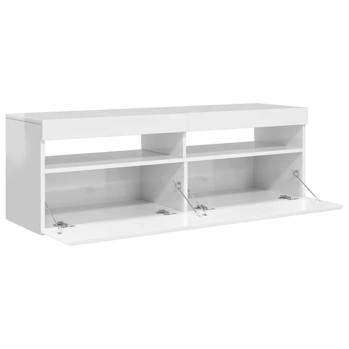TV-SCHRANK Mit Led-Leuchten Hochglanz-Weiss 120/35/40 Cm - Weiß, Holzwerkstoff (35/40/60cm) - vidaXL