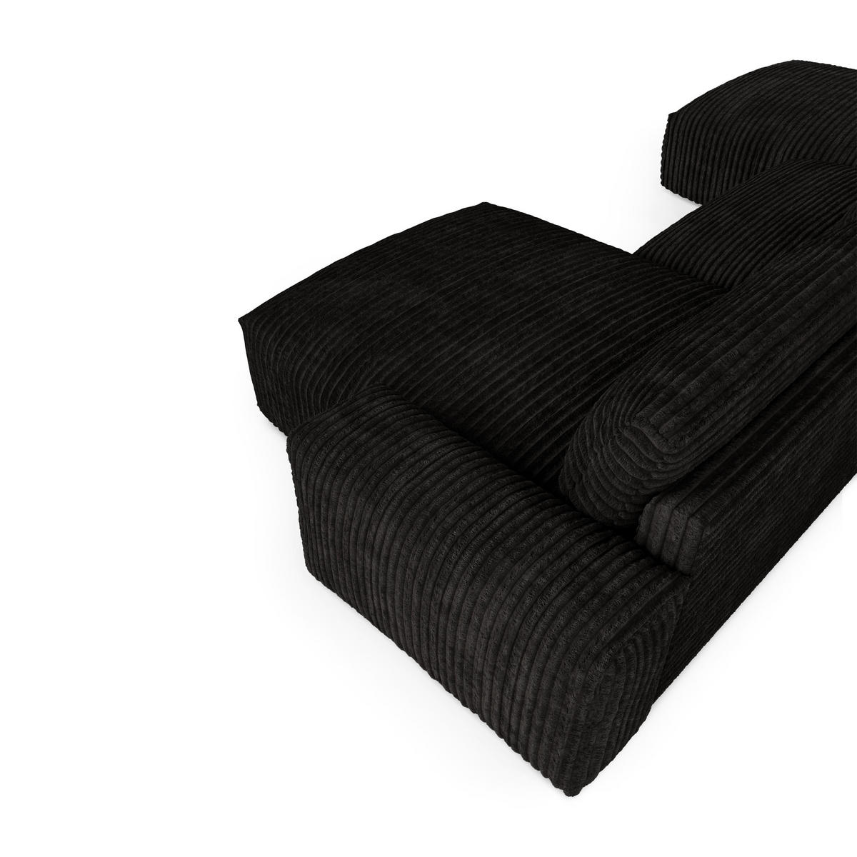 WOHNLANDSCHAFT Gerippter Samt XXL Schwarz 220cm - Schwarz, Textil (220/75/120cm) - Sia Home