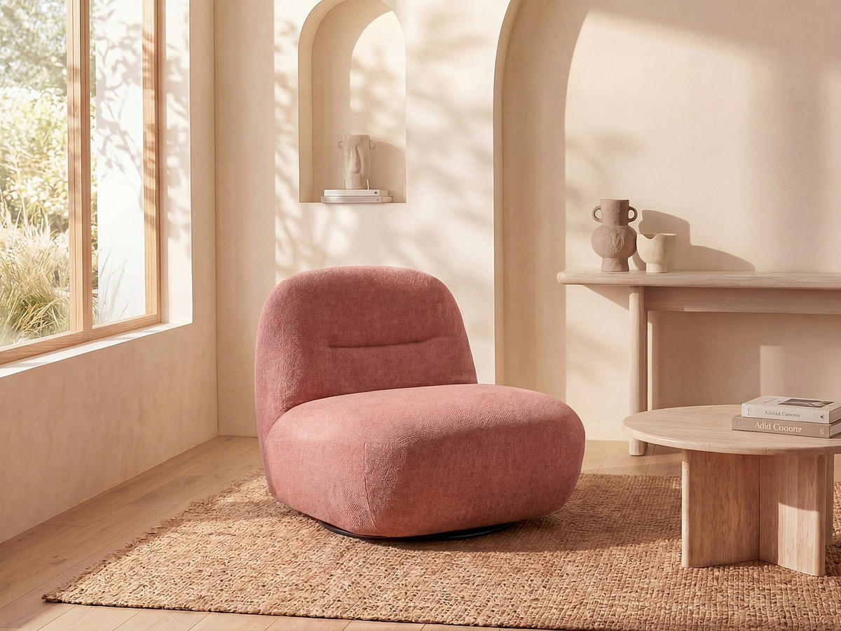 SESSEL mit gerader Rückenlehne - 1 Person - Stoff - Terracotta - - Terracotta, Textil (82/73/84cm) - Vente-Unique