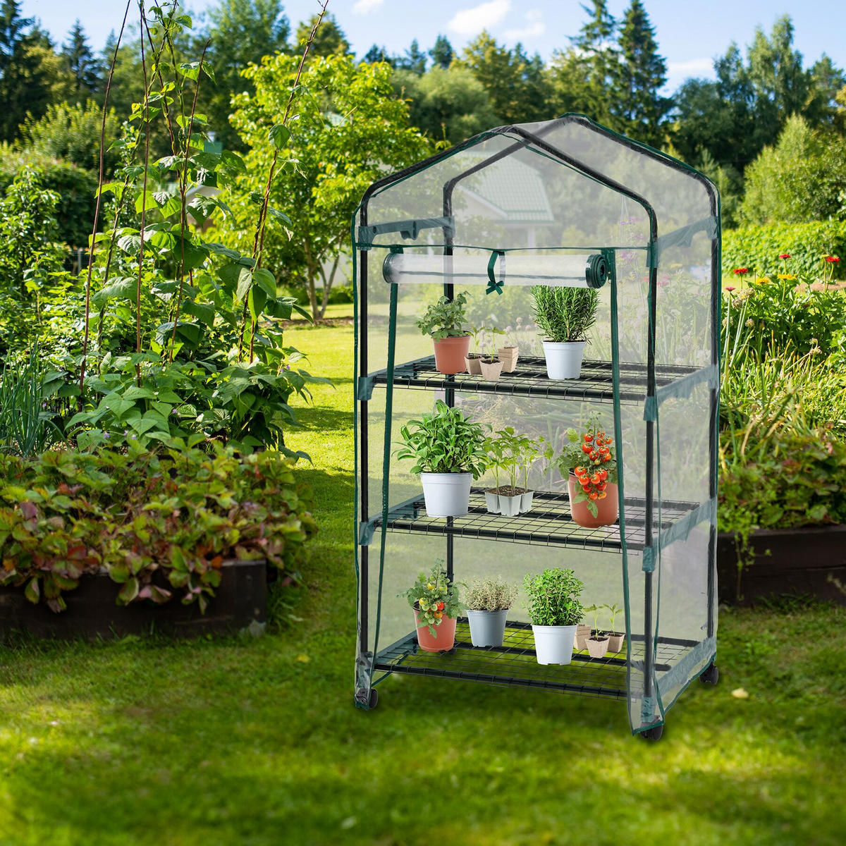 FOLIENGEWÄCHSHAUS, 69 x 49 x 133 cm,transparent - Transparent, Kunststoff (49/133/69cm) - tectake