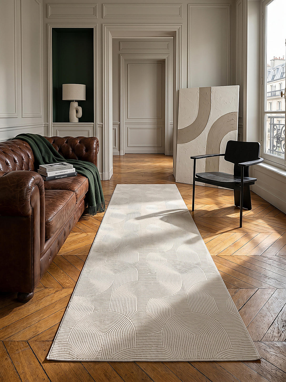 TEPPICHLÄUFER Antirutsch Geometrisch DALAR Polypropylen Creme 80 x 300 cm - Beige, Textil (80/300cm) - KADIMA DESIGN
