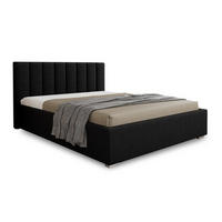 POLSTERBETT GORDON 200/200 in Velours Schwarz - Schwarz, Holz/Holzwerkstoff (200/200cm) - Deine Möbel 24