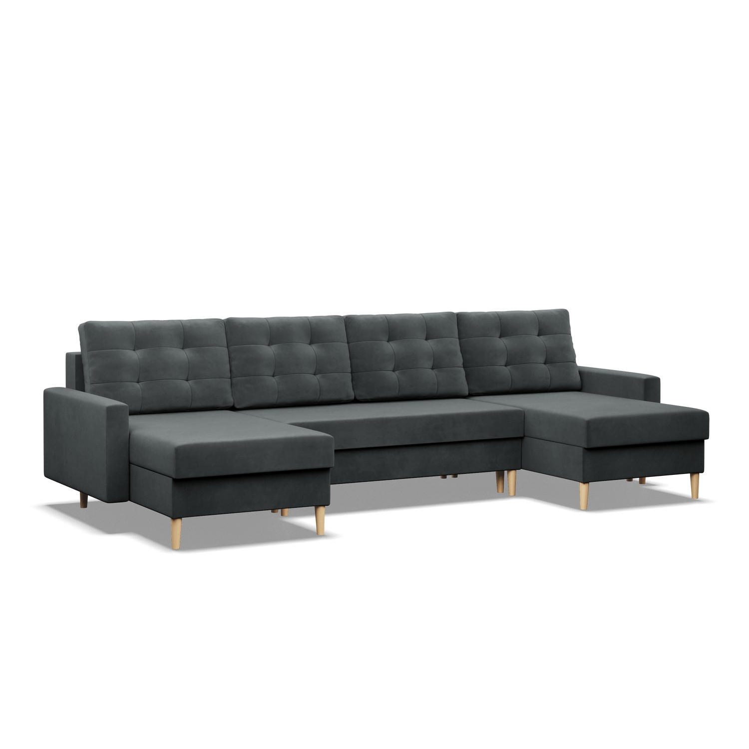 U-ECKSOFA MIT SCHLAFFUNKTION BLANK, Dunkelgrau - Grau, Textil (294/88/140cm) - Mebligo