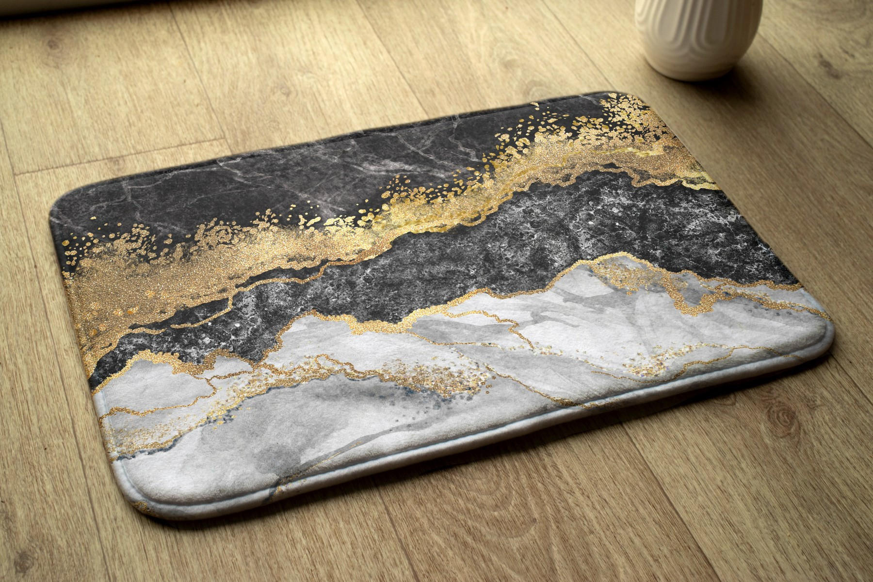 BADTEPPICH 90x60 cm Goldener Marmor - Goldfarben, Textil (90/60cm) - TULUP