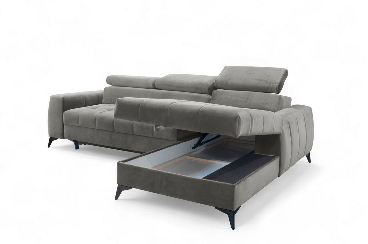 ECKSOFA Agnesa Xs In Salvador - Grau, Holzwerkstoff/Textil (260/200cm) - Fun Möbel