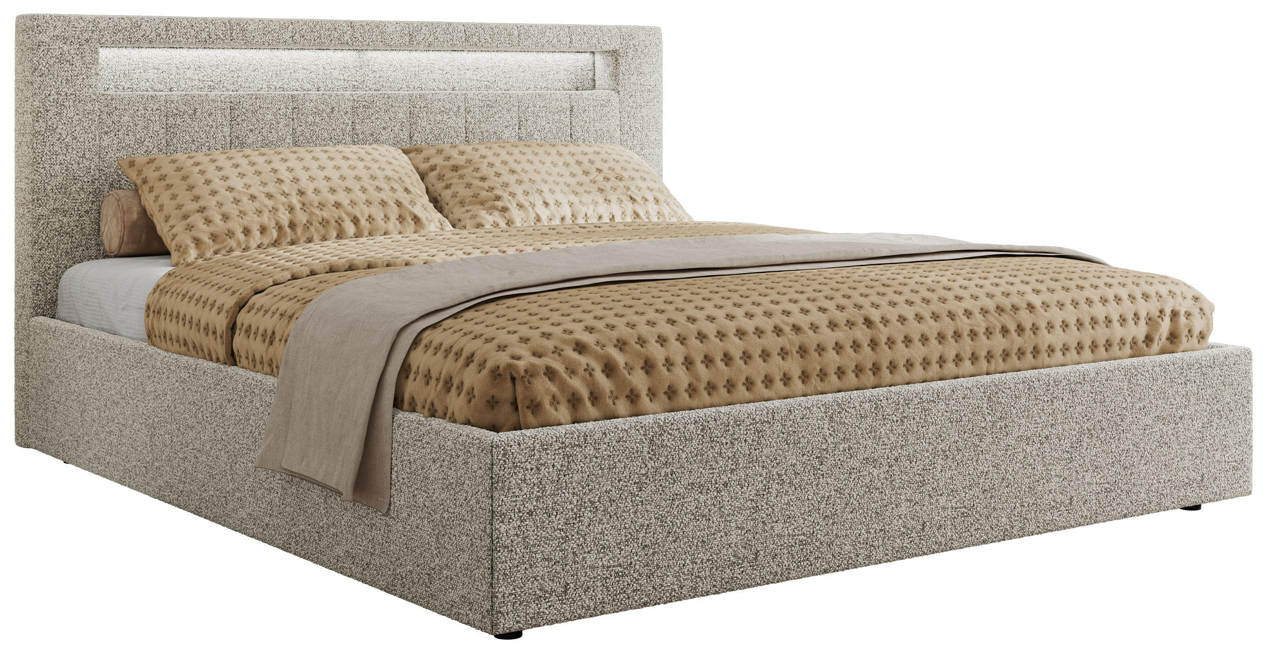 POLSTERBETT GOLD 5 CLASSIC 140/200 - Hellgrau Strukture - Multipocket-Matratze - Hellgrau, Textil (140/200cm) - MKS