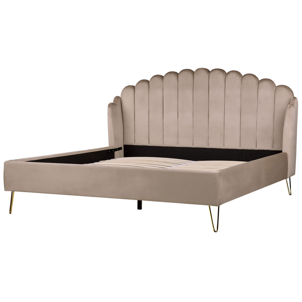 POLSTERBETT mit Lattenrost 180/200 cm Beige Ambillou - Taupe, Textil (180/200cm) - Beliani