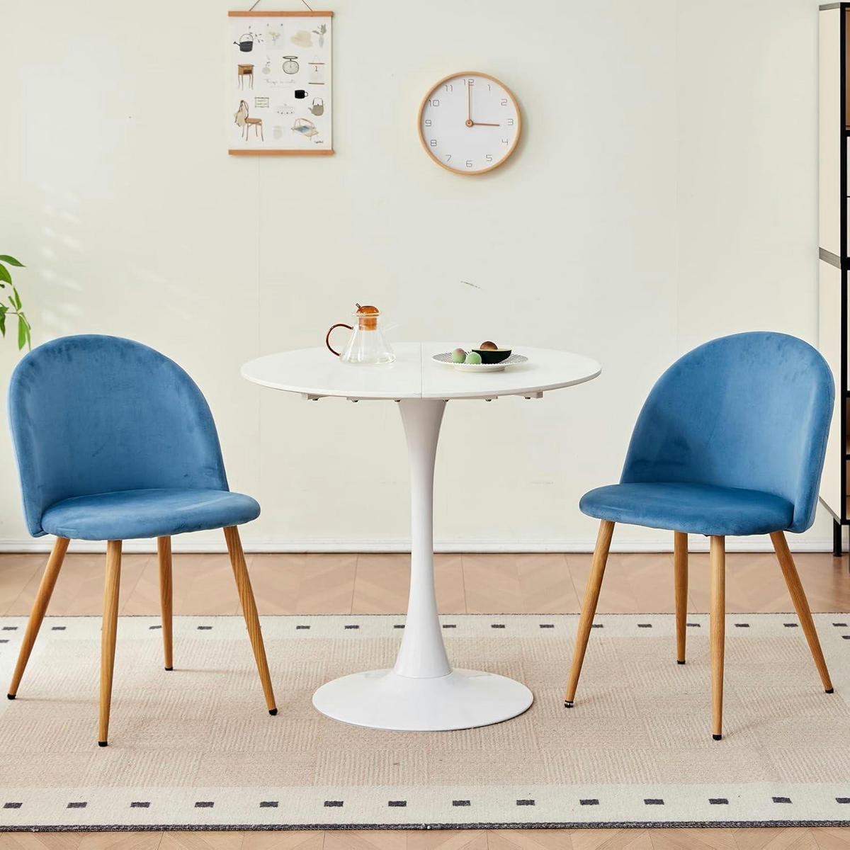 ESSZIMMERSTUHL 2-teiliges Set Samt Blau - Blau, Textil (47/80/44cm)