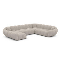 WOHNLANDSCHAFT Liva Sand Bouclé U-Form XXL Links - Sandfarben, Textil (323/70/258cm) - VAROYAL