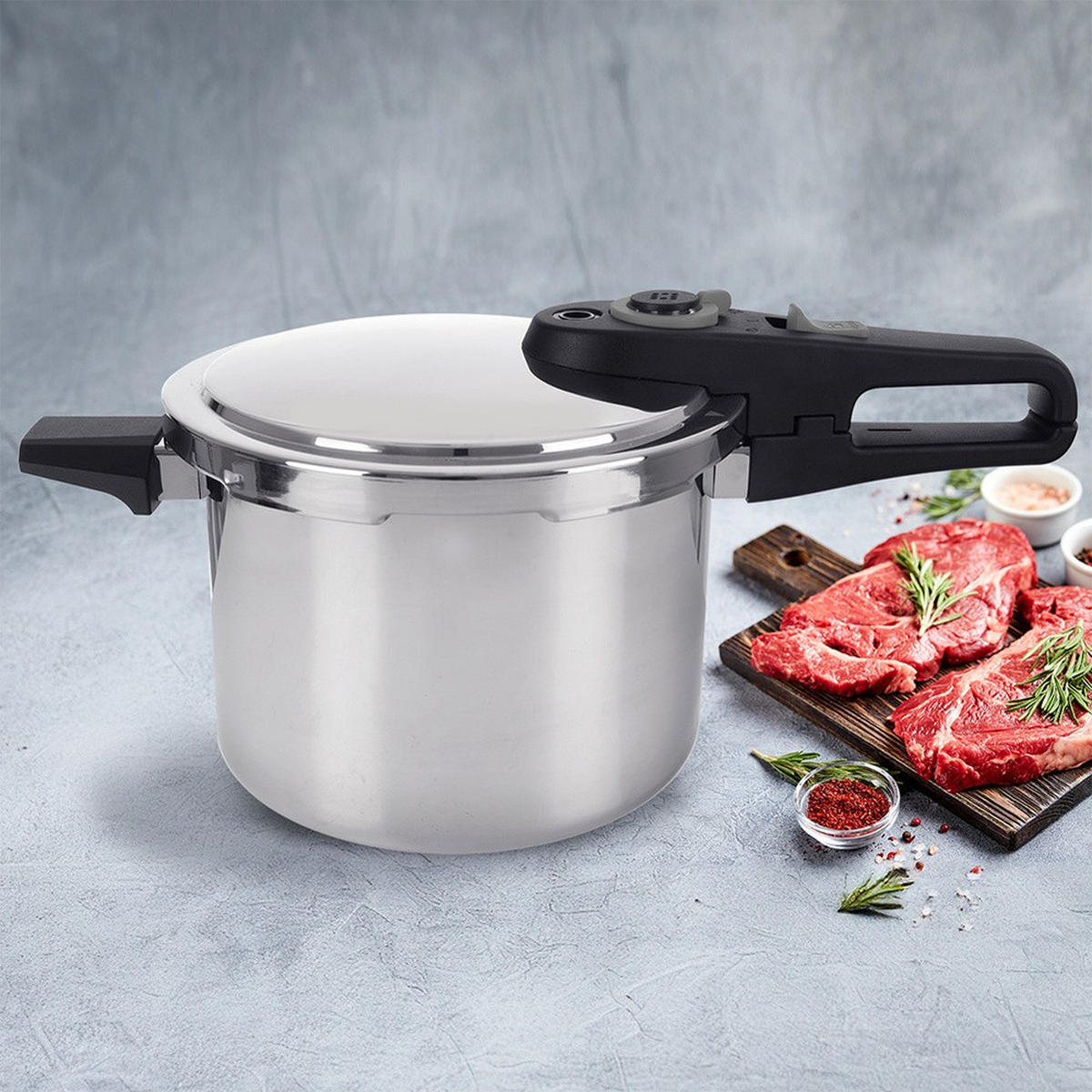 SCHNELLKOCHTOPF Wind mit Automatikverschluss silber - Silberfarben, Metall (6L) - Orion 