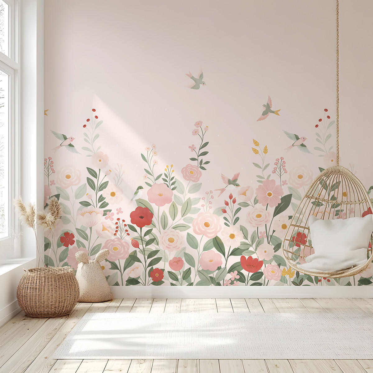 PANORAMA-VLIESTAPETE Blumengarten 2 x 3 m, rosa - Pink/Rosa, Papier (200/300cm) - Lilipinso