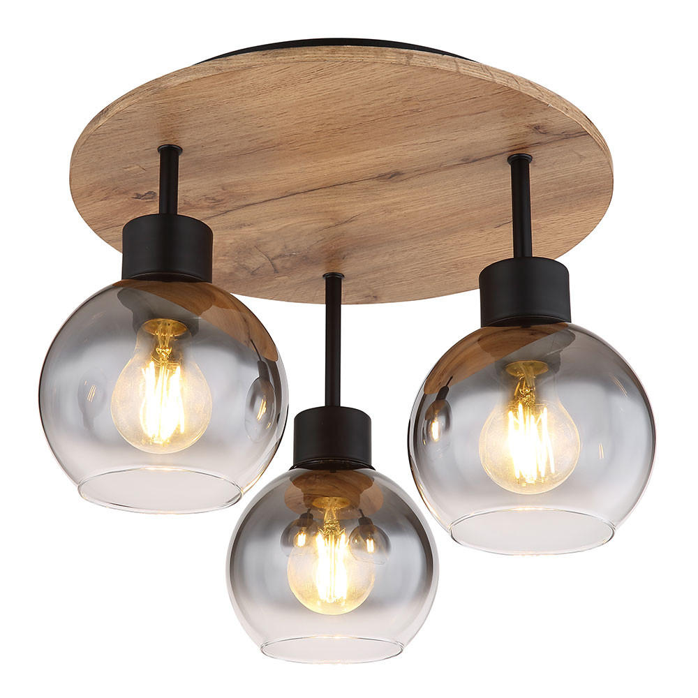 DECKENLEUCHTE MDF Braun Rauchglas - Braun, Glas (38/38/30cm) - Globo Lighting