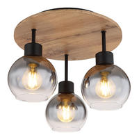 DECKENLEUCHTE MDF Braun Rauchglas - Braun, Glas (38/38/30cm) - Globo Lighting