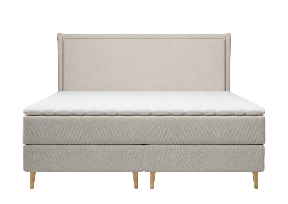 KONTINENTALBETT Calma Beige 200/200 cm mit Bonellmatratze - Beige/Naturfarben, Holz/Holzwerkstoff (200/200cm) - Maison de Reve