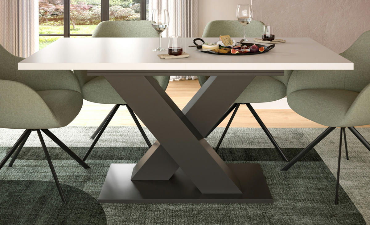 ESSTISCH weiß, grau 150 - 190 cm, Küchentisch ausziehbar - Weiß/Grau, Holz/Holzwerkstoff (150/90/76cm) - Inn.Furn
