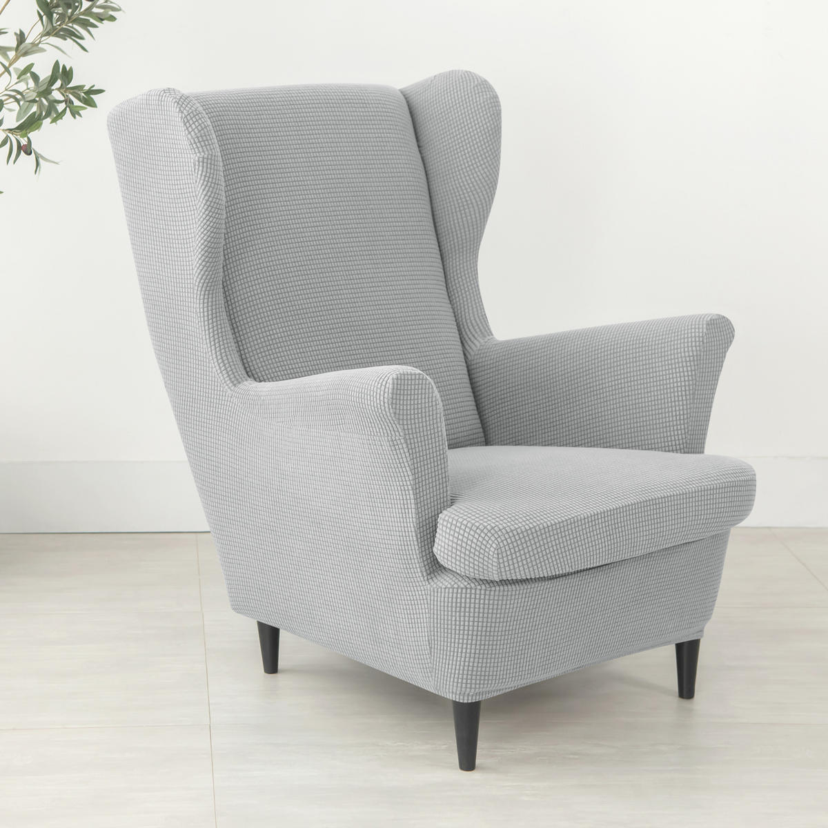 OHRENSESSEL ÜBERZUG Einfarbig Jacquard 2-Teilig - Hellgrau, Textil (85/90cm) - Kaket