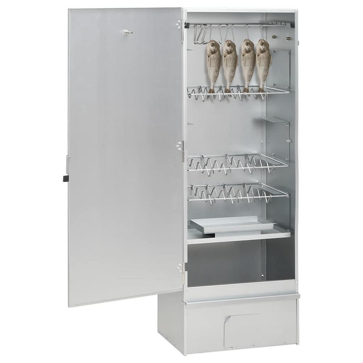 RÄUCHEROFEN Mit Holzspänen 44,5/29/110 Cm Verzinkter Stahl - Braun, Metall (29/110/44.5cm) - vidaXL