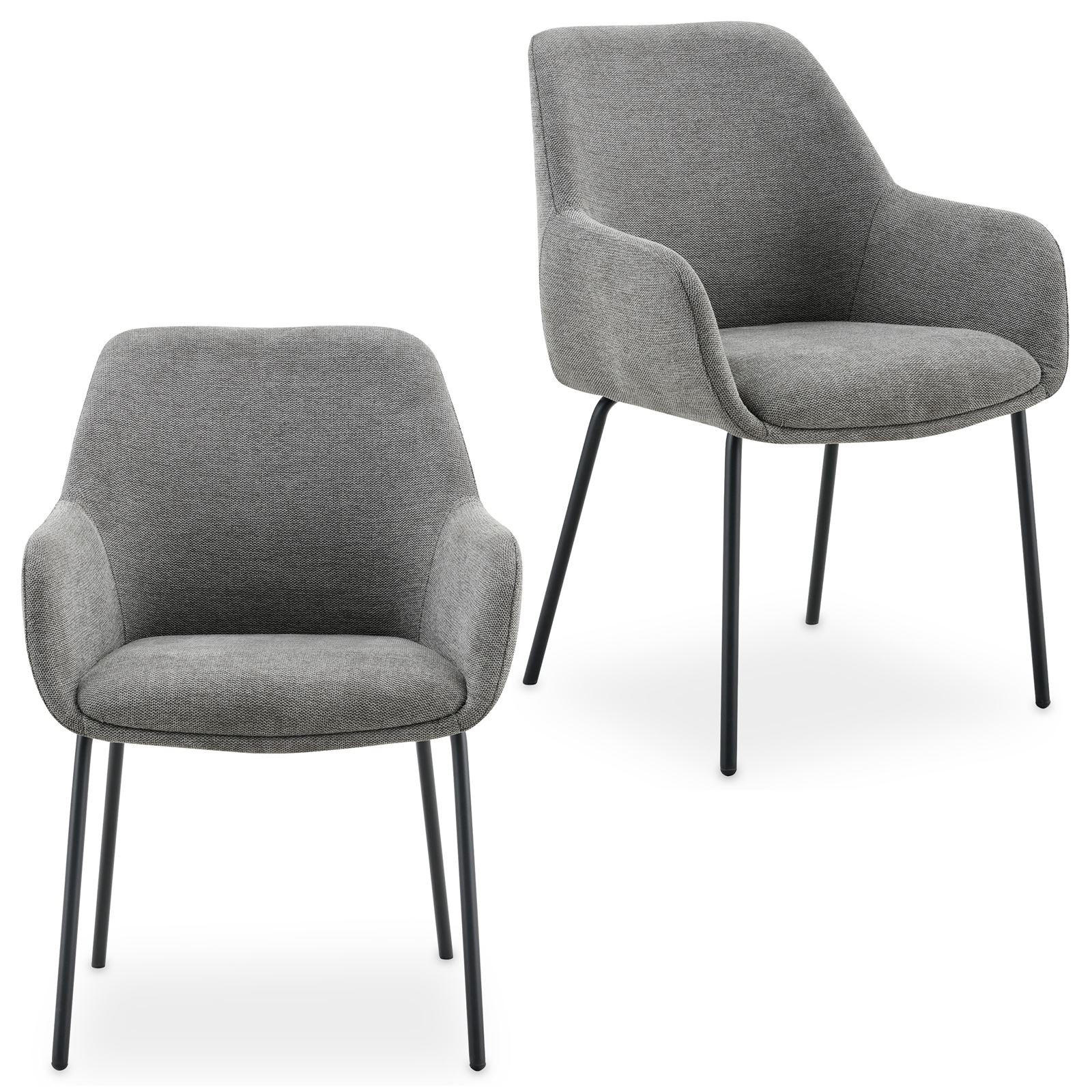 ESSZIMMERSTÜHLE TURSI 2er-Set grau - Grau, Textil (56/83/55cm) - IDIMEX