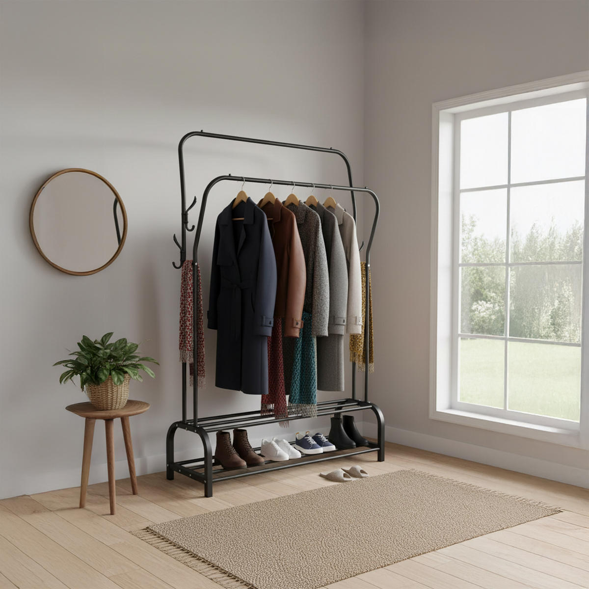 KLEIDERSTÄNDER - Schwarz, Kunststoff/Metall (110/146/33cm) - Relaxdays