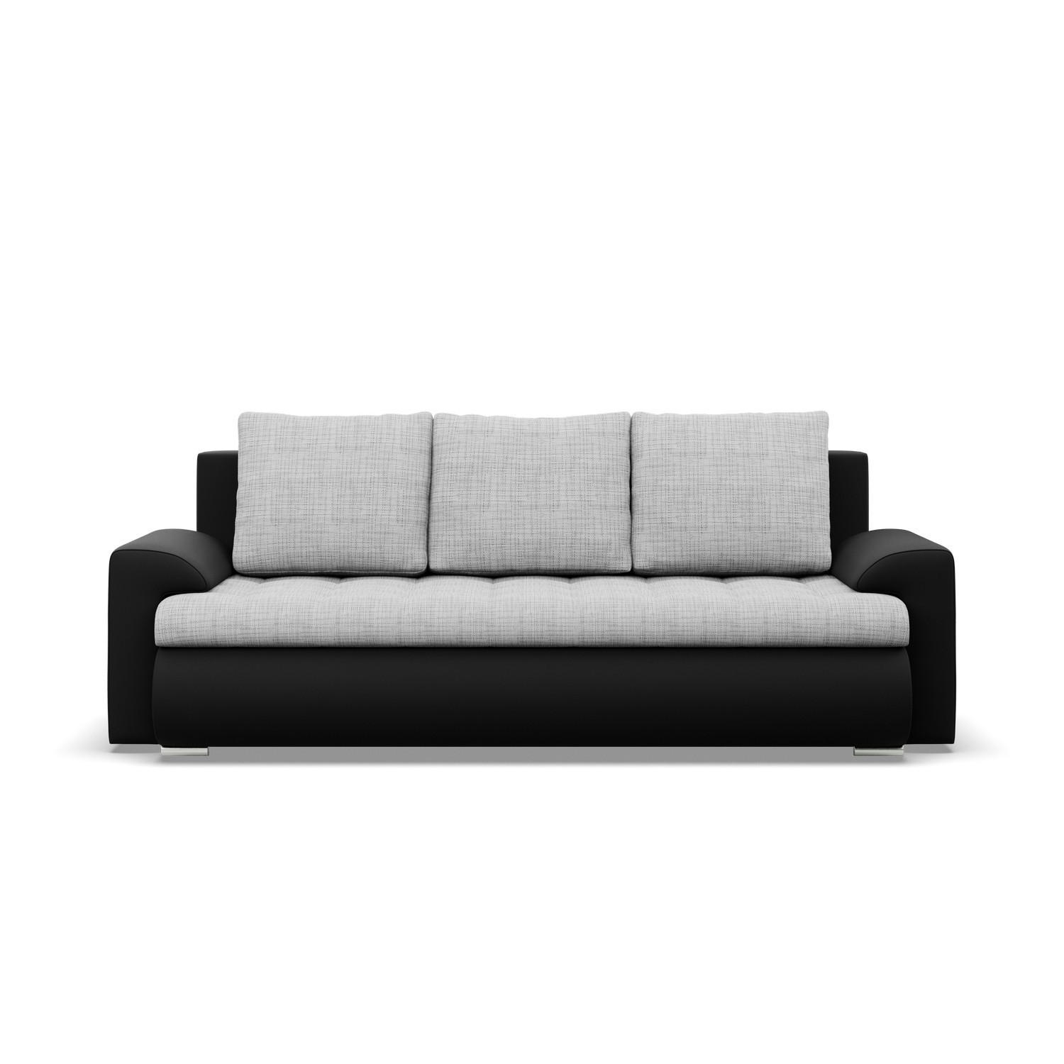 SOFA 3-SITZER MIT SCHLAFFUNKTION FORESTA, Grau + Schwarz - Schwarz/Grau, Textil (222/92/96cm)