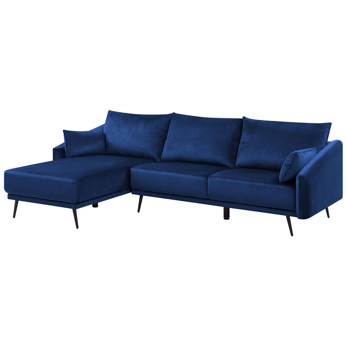 ECKSOFA Samtstoff Marineblau Varde - Hellblau, Textil (245/162cm) - Beliani