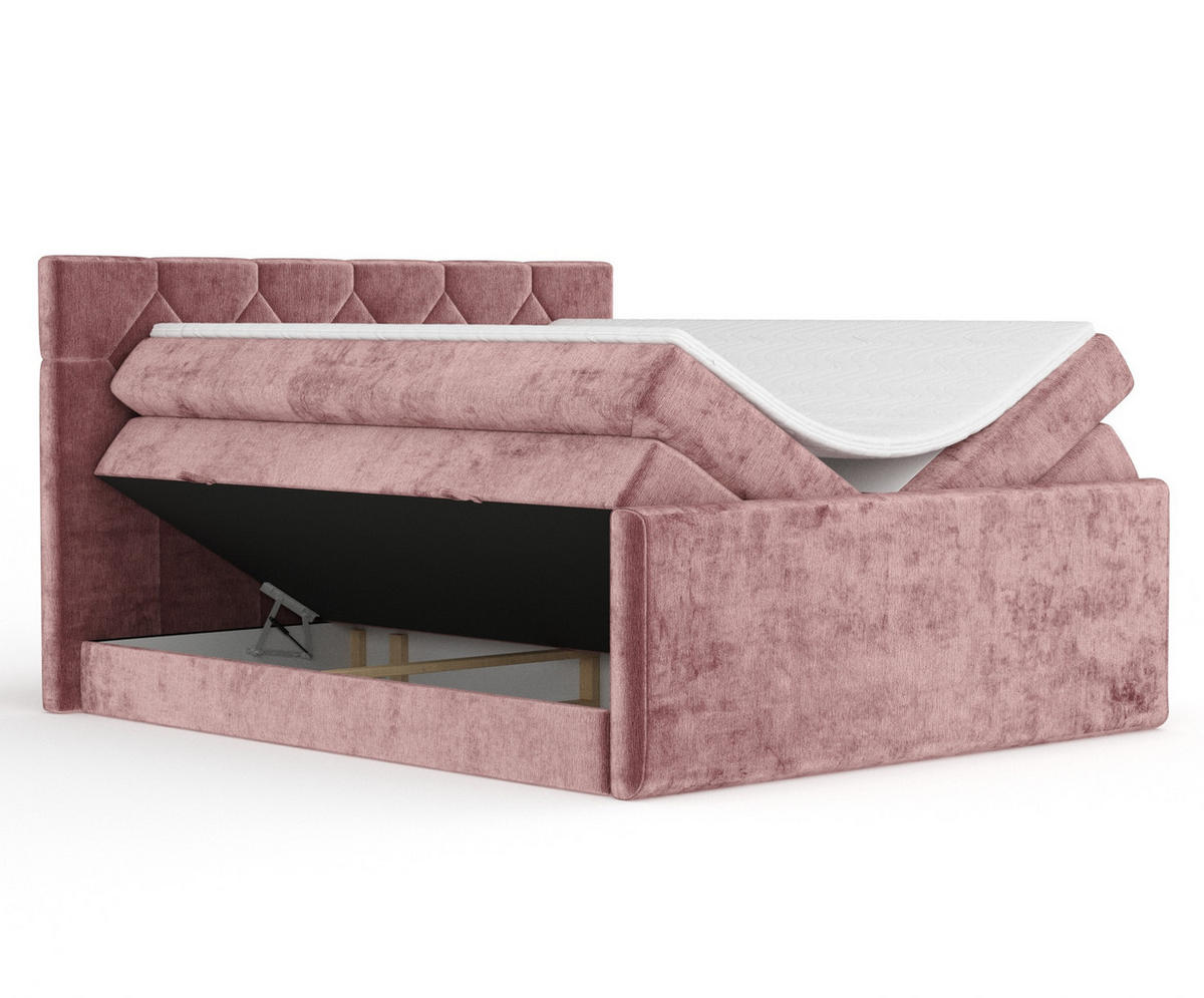 BOXSPRINGBETT Toma Rosa 140/200 cm - Schwarz/Rosa, Holz/Holzwerkstoff (140/200cm) - Maison de Reve