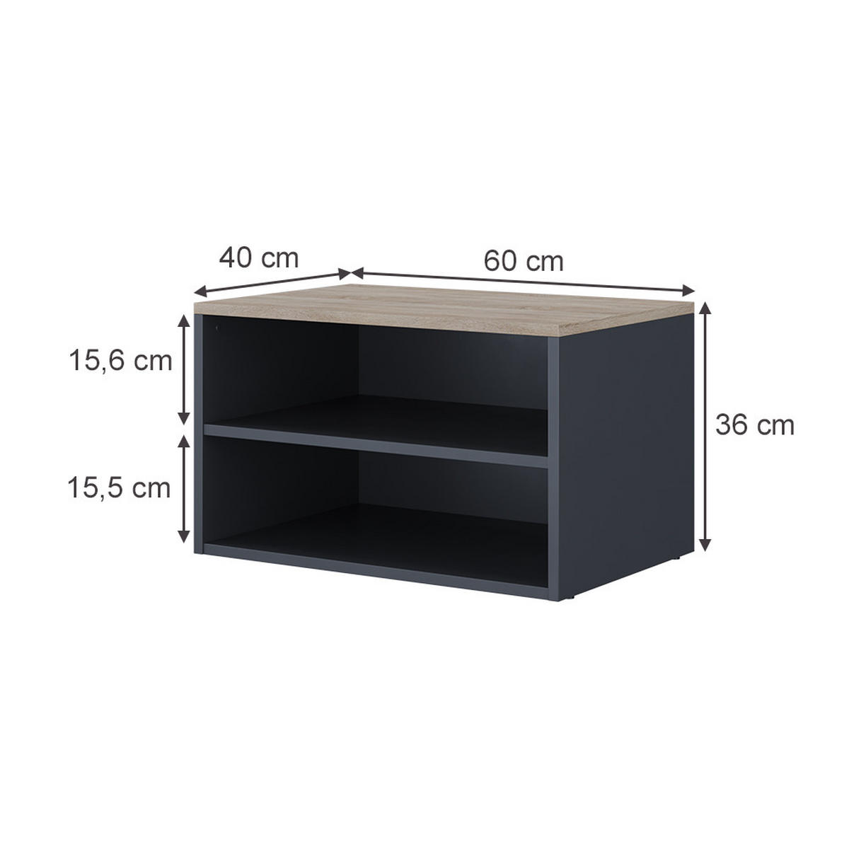 KOMODA Betti Anthracite/Sonoma - Sonoma dub/antracitová, kompozitní dřevo (60/36/40cm) - Vicco