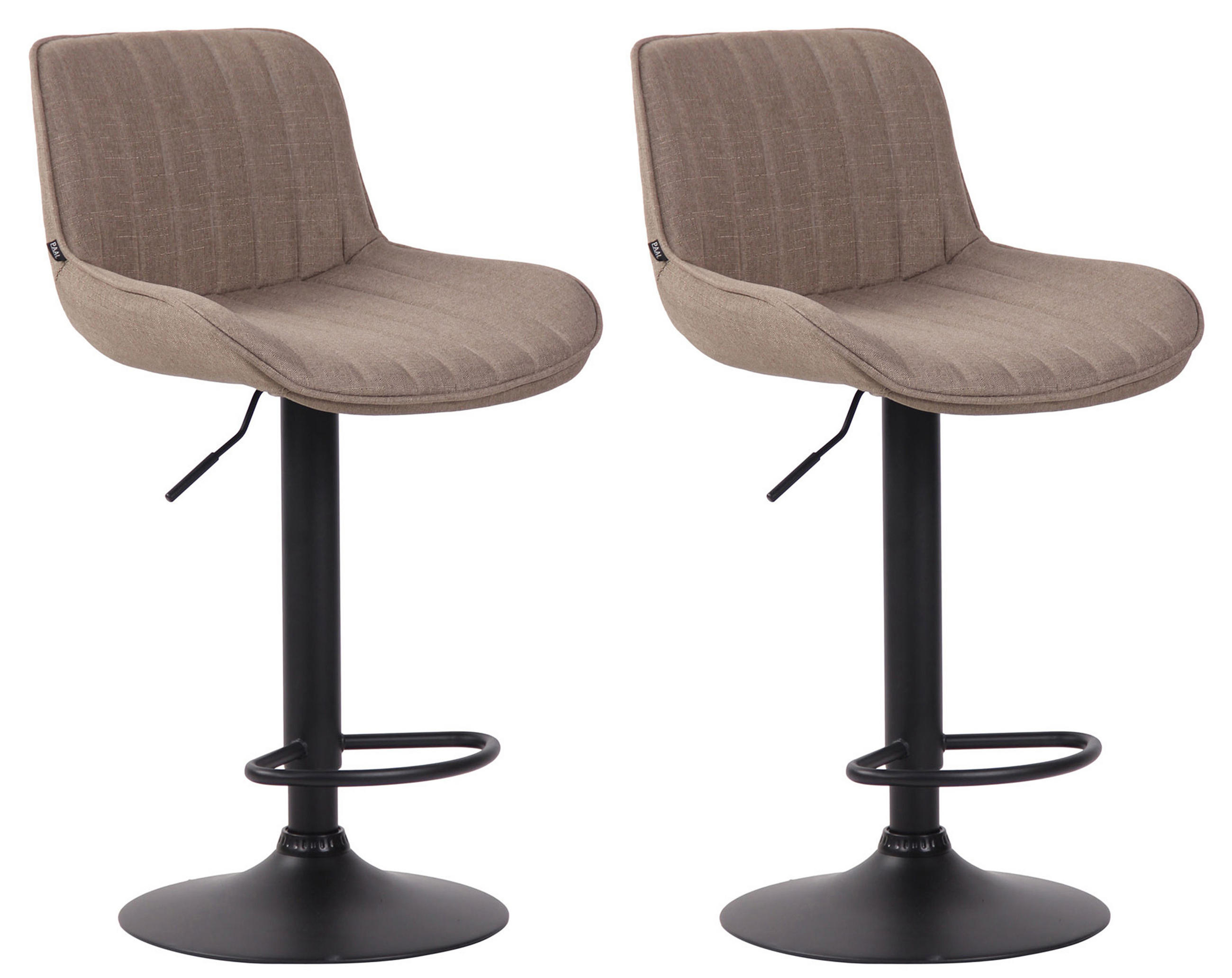 BARHOCKER 2er Set Lentos Stoff schwarz taupe - Taupe/Schwarz, Textil/Metall (50/108/50cm) - TPFLiving