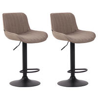 BARHOCKER 2er Set Lentos Stoff schwarz taupe - Taupe/Schwarz, Textil/Metall (50/108/50cm) - TPFLiving
