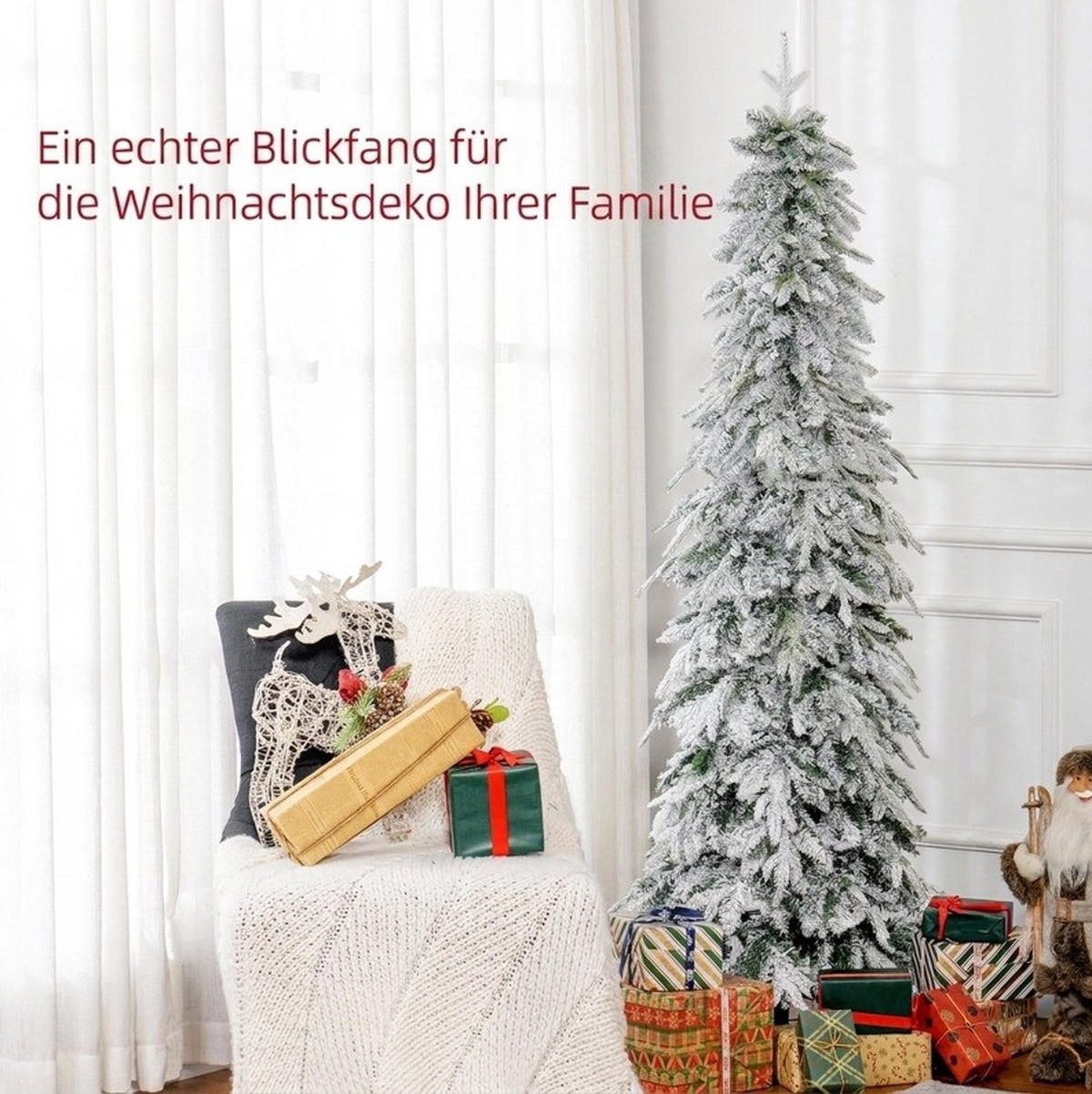 WEIHNACHTSBAUM Ø80/180 cm aus Metall mit Kunstschnee und Auto-Öffnung, Grün - Grün, Metall (180cm) - OKMYHOME