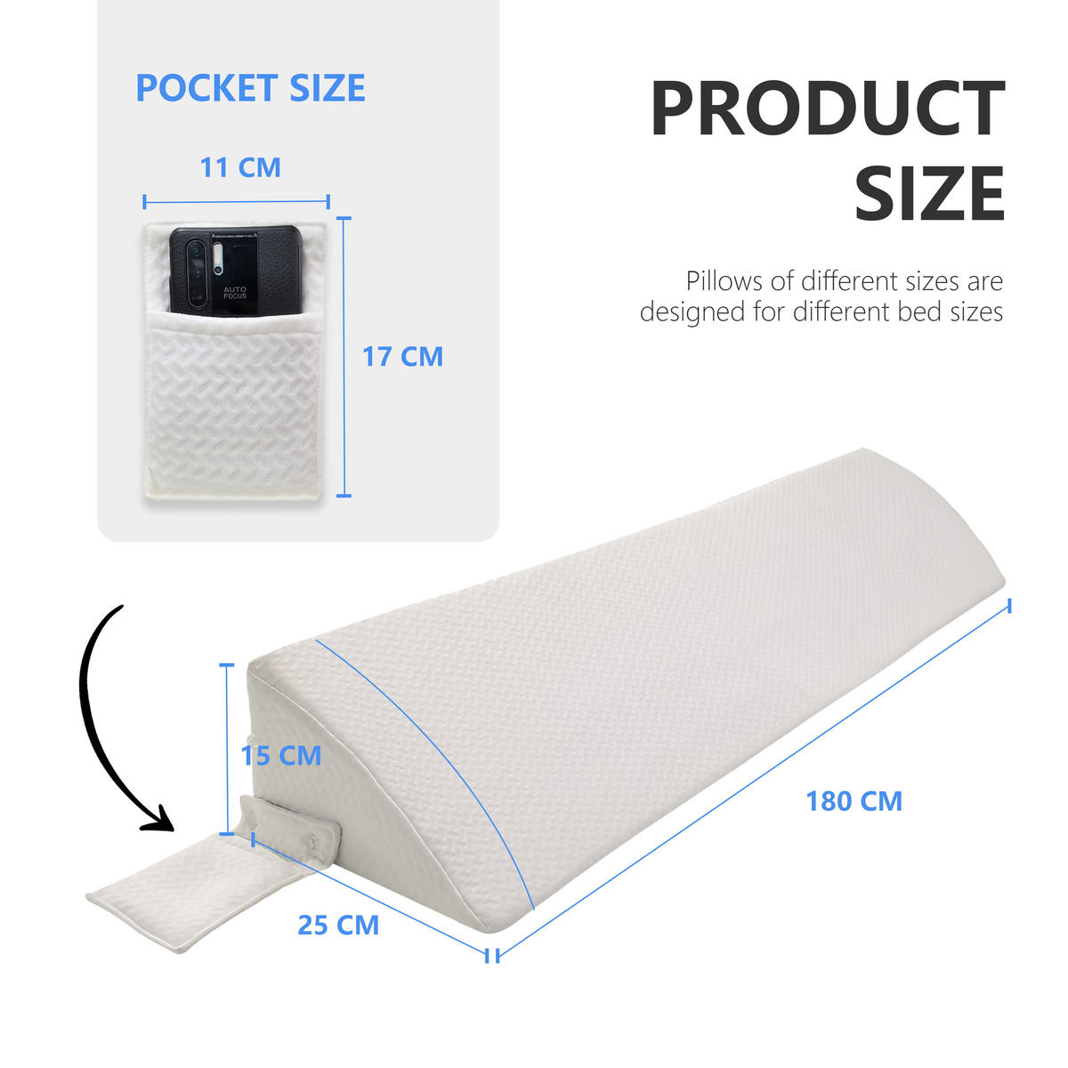 KEILKISSEN Kopfstütze - Weiß, Textil (25/180cm) - Vercart