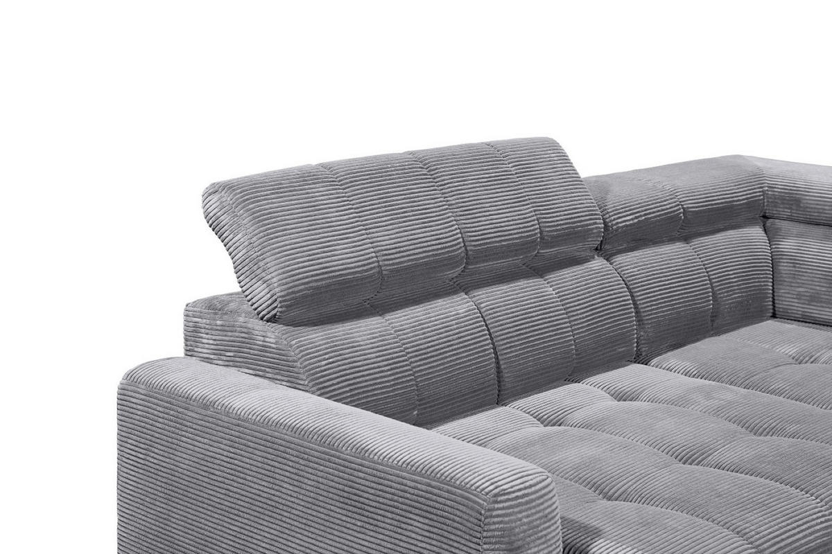 ECKSOFA mit elektronische Sitztiefenverstellung, USB-Anschluss und stilvollem Breitcord-Bezug - Hellgrau/Zwetschgefarben, Textil (200/243cm) - ed exciting design