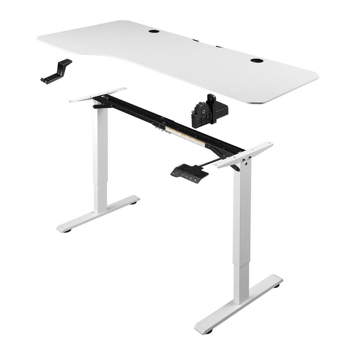 SCHREIBTISCH Office Stand weiß 160x75 cm höhenverstellbar - Weiß, Holz (60/160/117cm) - Juskys