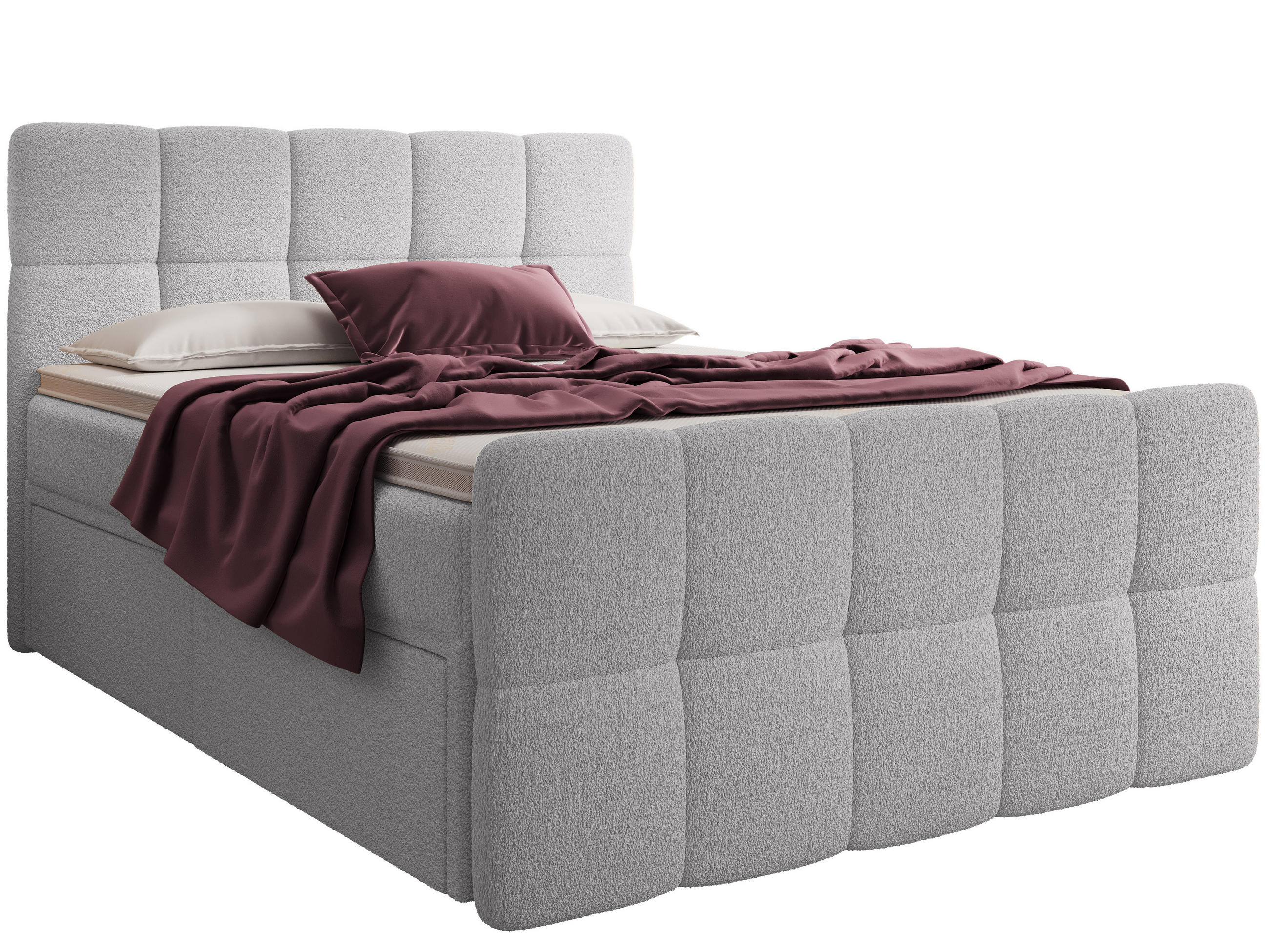 BOXBETT Madison 4 Hellgrau 160/200 H2/H3 Boucle - Hellgrau, Textil (160/200cm) - wonello