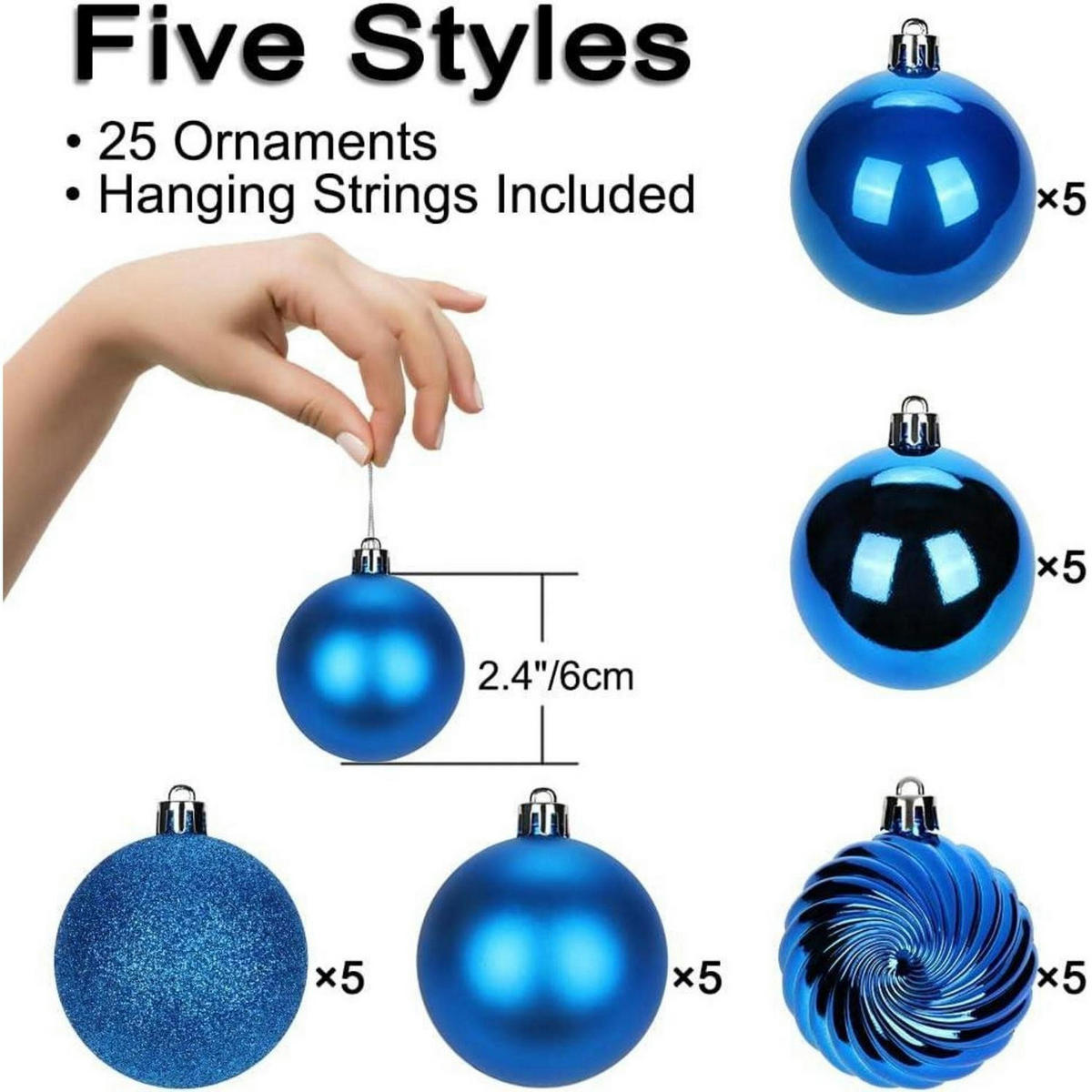 WEIHNACHTSKUGELN 25 Stück Blau 6 cm - Blau, Kunststoff (6/6/6cm)